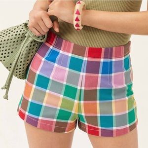 Maeve Highrise Rainbow Gingham Shorts